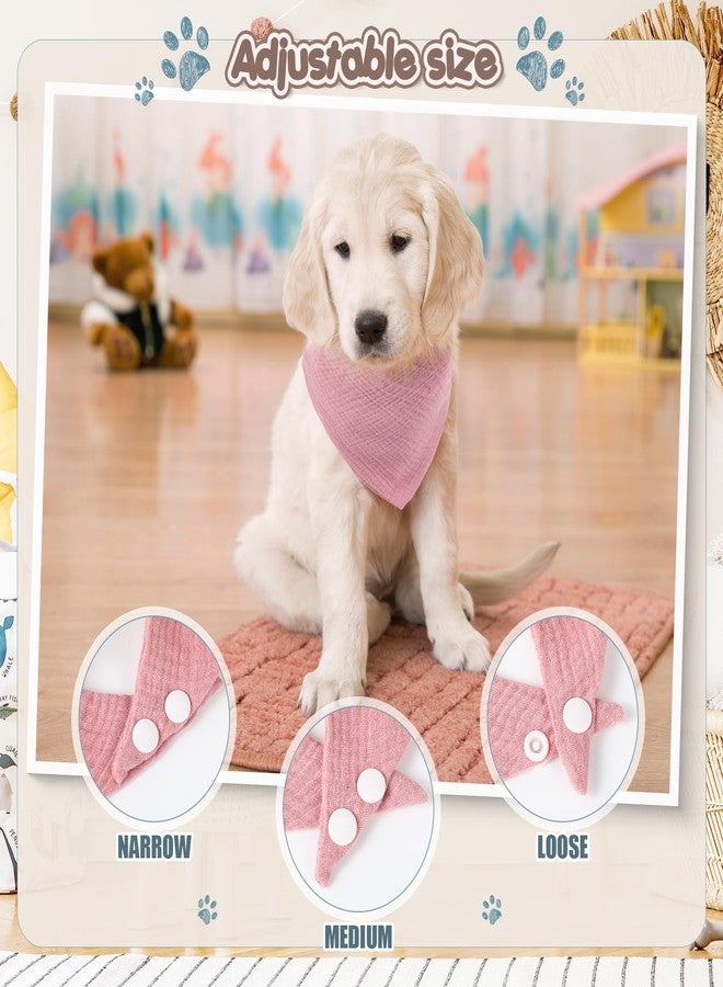 Bunnycool 10 Pcs Muslin Cotton Triangle Bandanas Reversible Pet Bibs Scarf Dog Scarves with Two Snaps Apparel Accessories Kerchief for Small to Medium Puppy Cat(Light & Bright Color) - Image 3